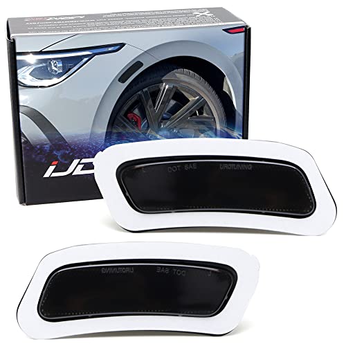 iJDMTOY Black Smoked Reflective Lens Front Bumper Side Marker Lens