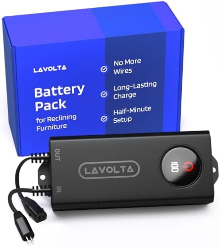 Battery Pack for Power Recliner - Wireless Backup Charger for Reclining Furniture, Couch, Lift Chair, Electric Sofa - 2 Pin - Universal Rechargeable Power Supply (2600 mAh)