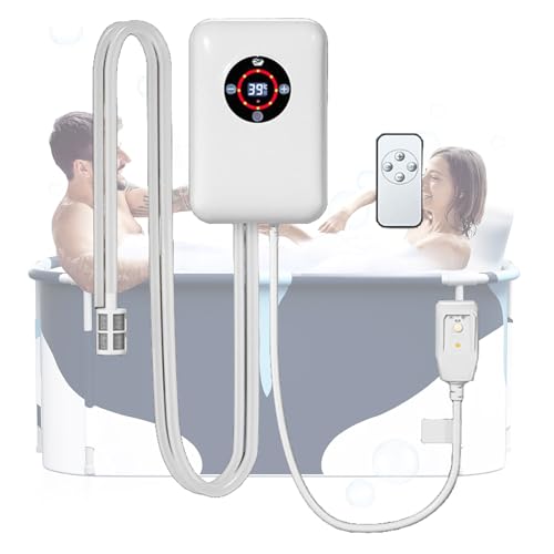 Weyot Chauffe-Eau pour Baignoire et Seau Pliables, contrôle de température Constant de 30 à 43 °C, Thermostat réglable et Multiples Fonctions de sécurité, pour Les Amateurs de Bain