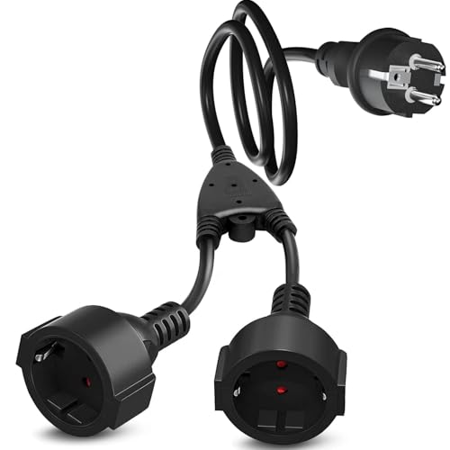 Foanlerck Verlängerungskabel 2Fach Schuko Doppelstecker Schwarz