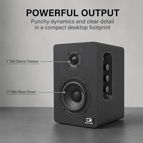 H1 Computer Speakers for Desktop PC, Monitor & Laptop, 60W Powered 2.0 Stereo with Bluetooth, 24-Bit USB-C DAC, Optical, 3.5mm AUX, Bass/Treble Control, Black - Image 4