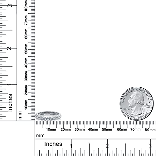 Gem Stone King White Moissanite Ring For Women | 925 Sterling Silver | 3 Rows Micro Pave Wedding Stackable Eternity Band | 1.08 Cttw | Available In Size 5, 6, 7, 8, 94