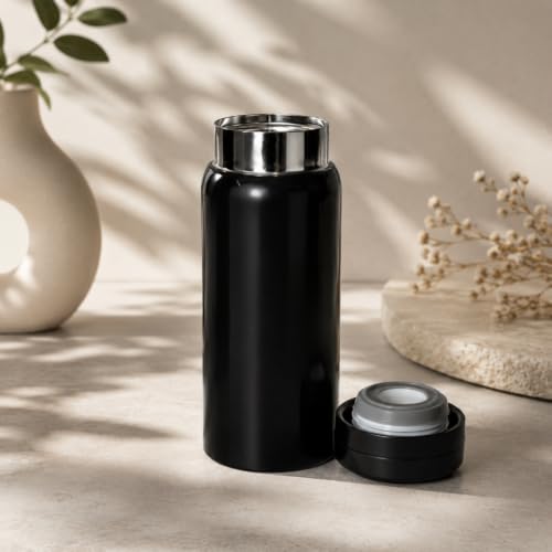 Image of 200ml Mini Vacuum Flask | Stainless Steel Water Bottle | Suitable for All Contents | Leak Proof Hot & Cold Flask (Black)