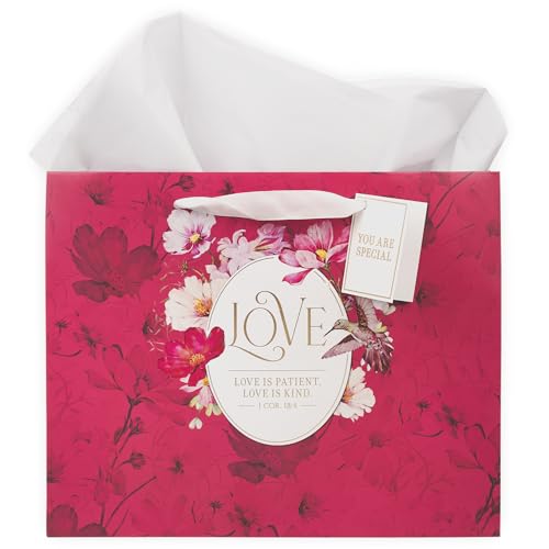 Image of Christian Art Gifts Large Red Gift Bag with Tissue Paper, Love