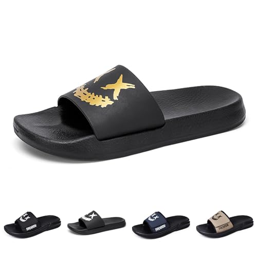 Gezolligheid Fashion Men's Cartoon Personalized Smile Printed Non-Slip Cloud Slippers - Soft Non-Slip Indoor/Outdoor Slippers(Gold-47)