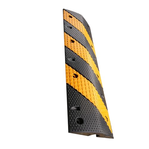Reductor de Velocidad de Goma, rampa Protectora de Cables con Banda Amarilla de Alta reflectividad, para Carreteras de Asfalto, hormigón y Grava (100 x 30 x 6 cm).