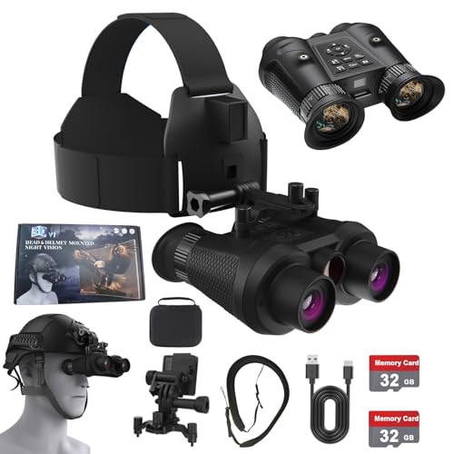 WGFXYBFY ヘッドマウント暗視ゴーグル - 3D VR デジタル赤外線暗視双眼鏡 ヘッドストラップとマウント付き、6 倍デジタルズーム 3D 写真とビデオを保存、キャンプ用