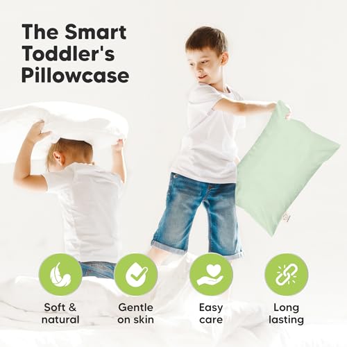 Image of KeaBabies 13x18 Waterproof Toddler Pillowcase, 1pk Pillow Case (Sage) | Soft Waterproof Toddler Pillow Protector Cover for Kids, Boys, Girls, Machine Washable, Small Travel Pillow Sold Separately