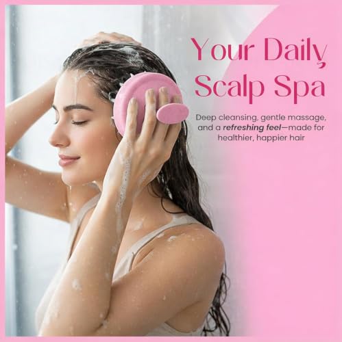 Image of Episkey Scalp Massager Shampoo Brush for Hair Wash Anti-Dandruff Silicone Scalp Scrubber with Soft Bristles | Deep Clean, Exfoliation & Hair Growth Ayurvedic Head Massage Brush for Men&Women(JP-35) (PACK 2)