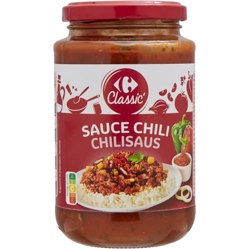 Sauce chili recette équilibrée légumes et épices en bouteille verre de 400g x4