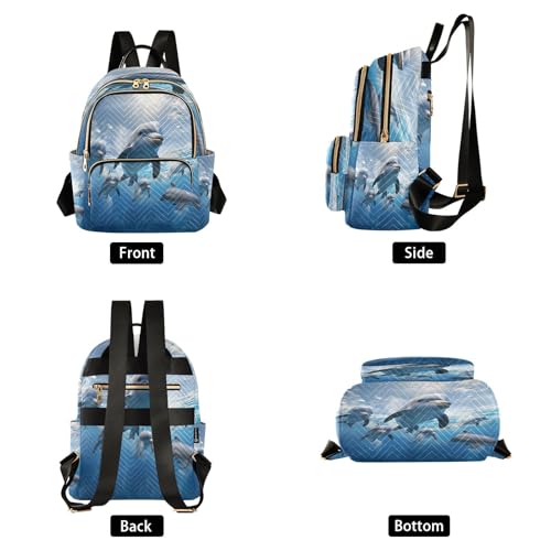 Image of ALAZA Ocean Fish Dolphin Sky Women Backpack Purse Ladies Fashion Shoulder Bag Daypack Travel Bag 10L