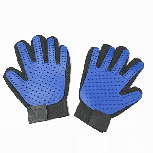 LukBaupets Pet Grooming Glove - Gentle Deshedding Brush Glove - Efficient Pet Hair Remover Mitt - Enhanced Five Finger Design - Perfect for Dog & Cat with Long & Short Fur - 1 Pair