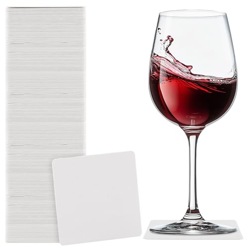 APACALI Lot de 200 dessous de verre à bière vierges rectangulaires - 10 cm - En carton poncé - Blancs - Pour peindre et bricoler