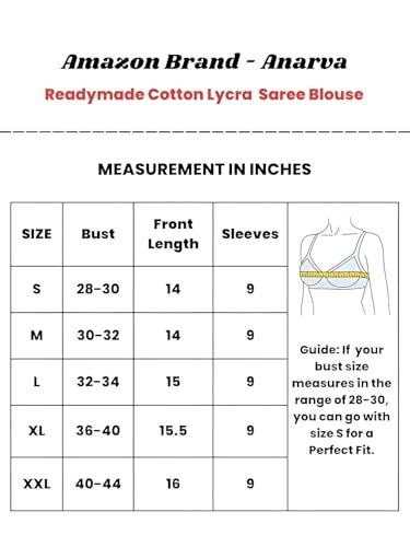 Image of Amazon Brand - Anarva Women's Kalamkari Print Cotton Stretchable Round Neck Readymade Saree Blouse