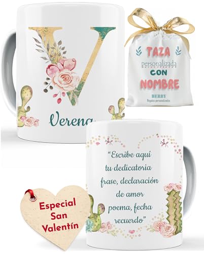 Taza personalizada con inicial (A-Z) y nombre de cerámica 325 ml para té, café, leche, apta para microondas y lavavajillas, original taza para regalar (V) Taza personalizada con inicial (A-Z) y nombre de cerámica 325 ml para té, café, leche, apta para microondas y lavavajillas, original taza para regalar (V)