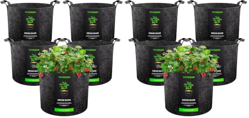 Image of VIVOSUN 10-Pack 15 Gallon Plant Grow Bags, Heavy Duty Thickened Nonwoven Fabric Pots with Handles