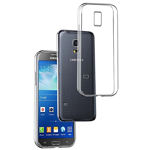 REY Funda Carcasa Gel Transparente para Samsung Galaxy S5 Mini Ultra Fina 0,33mm, Silicona TPU de Alta Resistencia y Flexibilidad