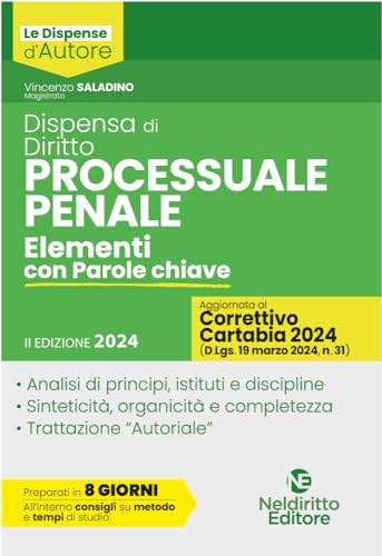  Dispensa di diritto processuale penale. Elementi con parole chiave. Nuova ediz.