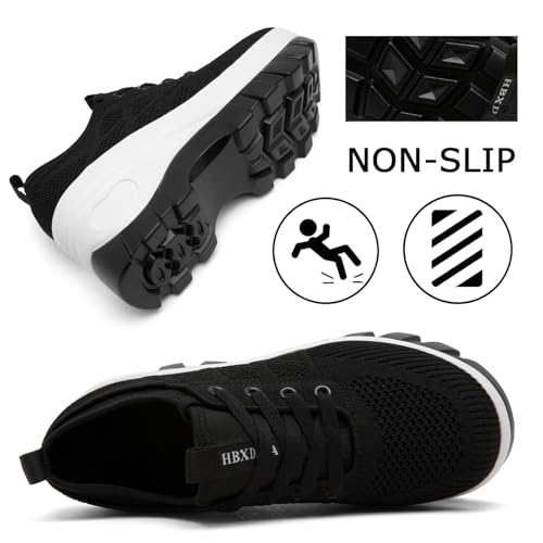 HBXDEIA Women's Chunky Platform Wedge Walking Shoes Comfort Orthopedic Fashion Knitted Breathable Sneakers for Ladies
