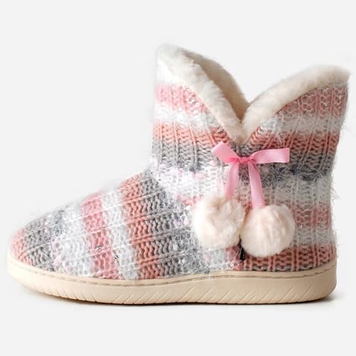 Slipper Boots Women Knit Plush Lining Winter House Shoes Memory Foam Indoor Outdoor2