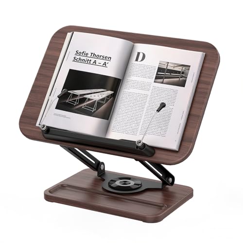 Support de lecture ergonomique rotatif en bois pour soulager les cervicales sur écran et livre