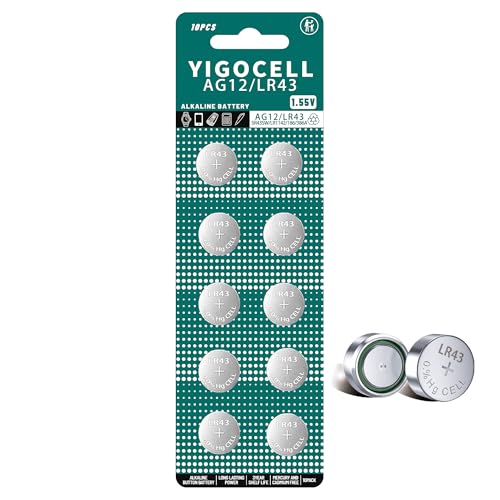 YIGOCELL LR43 AG12 Batteries L1142 SR43 SR43 260 386 Battery for Watch Toys Clock 10 Pack (10)