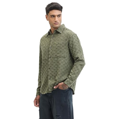 Image of SNITCH Olive Textured Overshirt