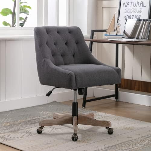 Swivel Home Office Chair, Modern Fabric Upholstered Tufted