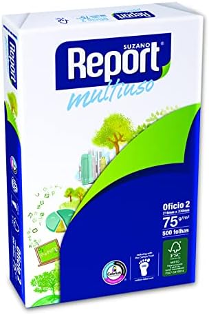 Papel Sulfite Oficio Report com 500 Folhas, Branco, 216 x 330 mm,...