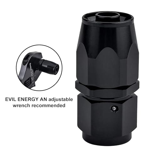 Image of EVIL ENERGY 4AN Hose End Fitting Straight Swivel for CPE Braided Hose Black 2PCS