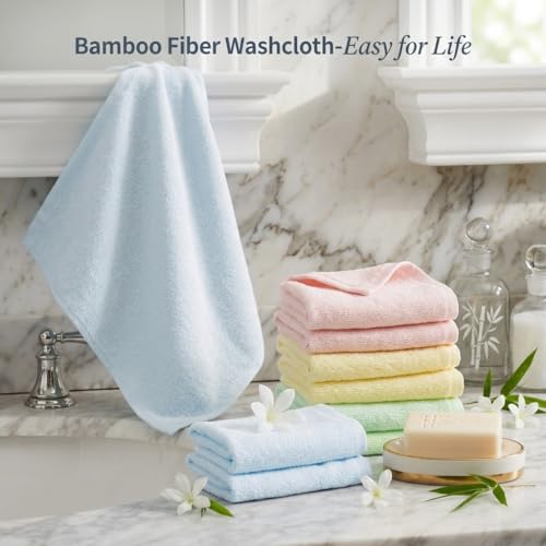 Image of elves Bamboo Viscose Face Cloth - Soft Washcloths for Baby & Adult Sensitive Skin- Organic Wash Clothes 10'' x 10'' - Reusable Makeup Remover Face Towel - Set of 6 (Grey)