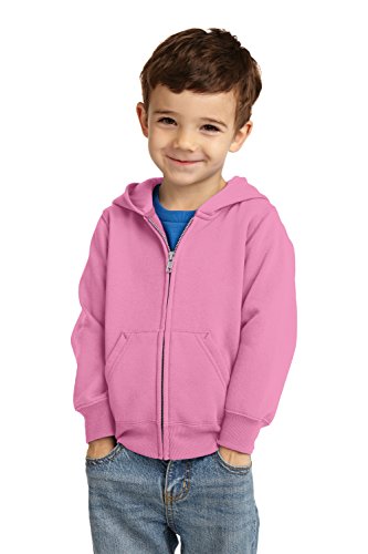 Armycrew Toddler Full-Zip Fleece Sweatshirt Basic Hoodie - Pink - 2T