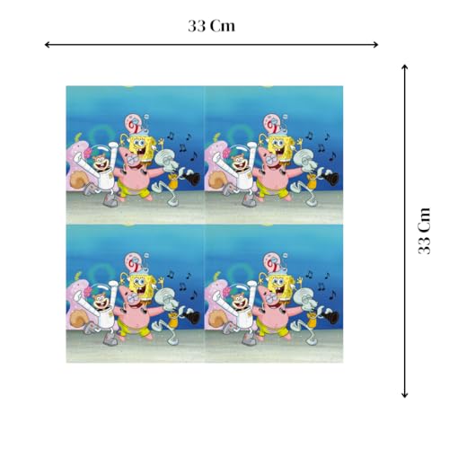 Miniatura 3 de Beensmile,Bob Esponja Cumpleaños, Servilletas De Papel, Artículos De Fiesta, Fiestas, Celebraciones Y Cumpleaños Infantiles, 20 Unidades 16.5 X 16.5 Cm