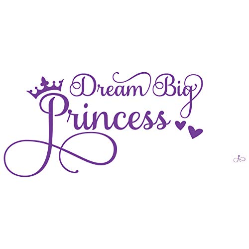 24"X10" Dream Big Princess Wall Decal Sticker Color Choices Crown Hearts Royal Wall Decal Sticker Art Mural Home Décor Quote #TOP27