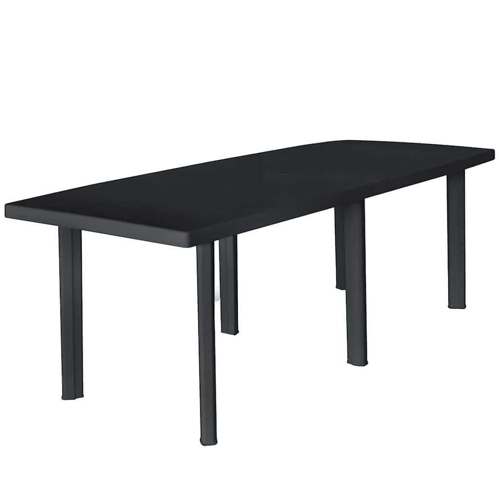 Gartentisch Anthrazit 216x90x72 cm Kunststoff mit Schirmloch Robust Wetterfest Modernes Design für Garten Balkon Terrasse Camping Outdoor Küche Essbereich