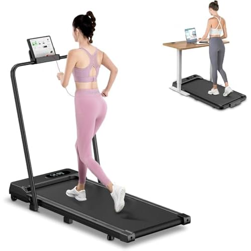 Tapis de Course Électrique Pliant 2 en 1,Walking Pad 1-8 km/h, 2.5HP -Tapis Roulant électrique Extra Large 40cm- Télécommande et Écran LCD-Cadre Renforcé 130KG Max-pour Bureau à Domicile