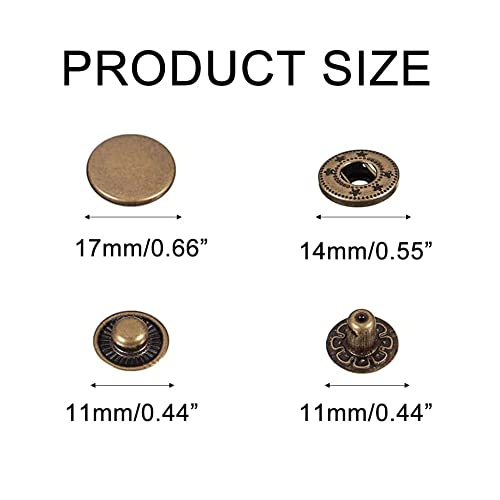 image for 24 Sets Heavy Duty Leather Snap Fasteners Kit, BetterJonny 17mm Metal 