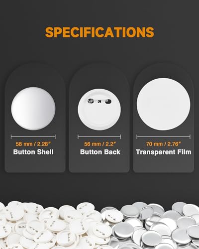 image for CO-Z 200pc Button Pin Set, 2.25 in. Custom Pin Back Buttons with Metal