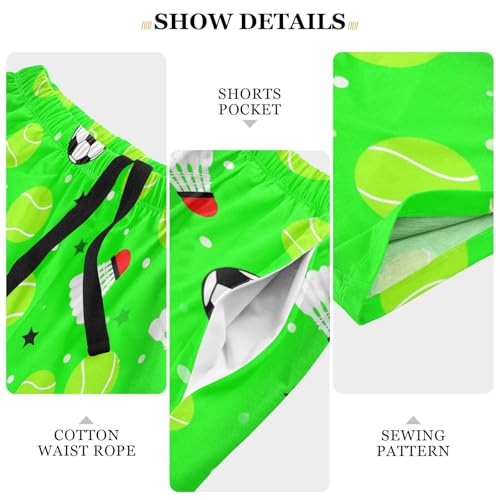 Soccer Tennis Star Green Pajama Shorts for Men Lounge Pants Sleepwear Shorts Pajama Mens Shorts with Pockets, S-XXL4