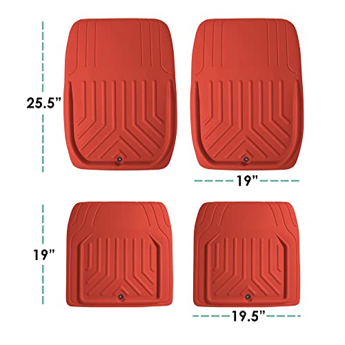 Image of FH Group Faux Leather Deep Dish Car Floor Mats - Trim-to-Fit, Universal Fit Full Set Automotive Floor Mats for Cars, SUVs & Trucks, Durable All-Weather Interior Protection, Red