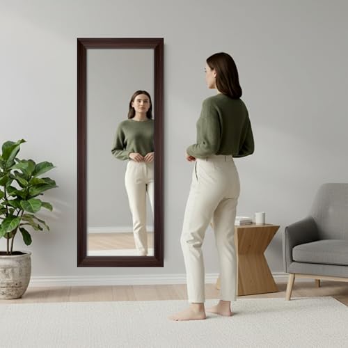 Image of Creative Arts n Frames 15x51 inch Chocolate Color Long Fiber Wood Wall Hanging Mount HD Mirror Home Decor Items Living Room Bathroom Bedroom Hotel Office (Rolex Dark HD Mirror)