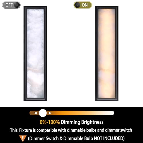 Image of 2 Pack 24 Inch Natural Alabaster Bathroom 20W-3000K LED Home Wall Sconce Modern Concise Style Wall Light Fixture,Black Finish for Bedroom Hallway Bedside Living Room