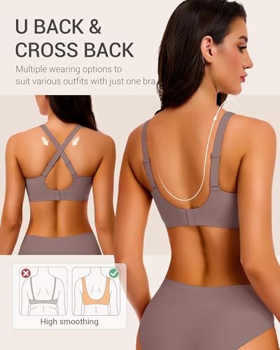 Image of Gailife Deep V Jelly Bras for Women No Underwire Wireless Seamless Push Up Bra Comfort Support Plunge Bralette Full Coverage
