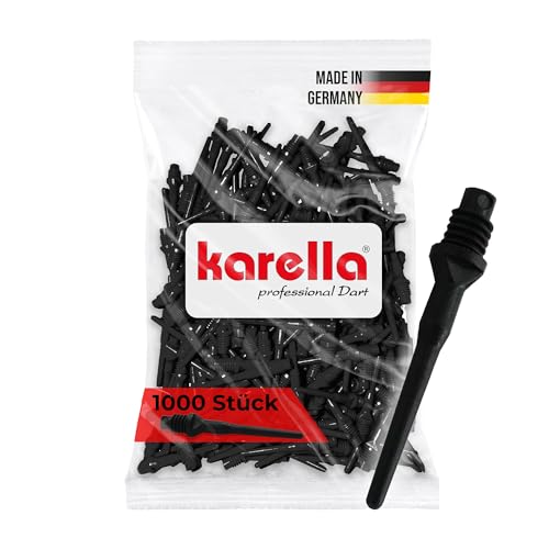Karella Profi Dartspitzen Kunststoff Keypoint-Special 1.000 St 2BA Gewinde extrem formstabile Softdart Ersatzspitzen Soft Tips Made in Germany schwarz