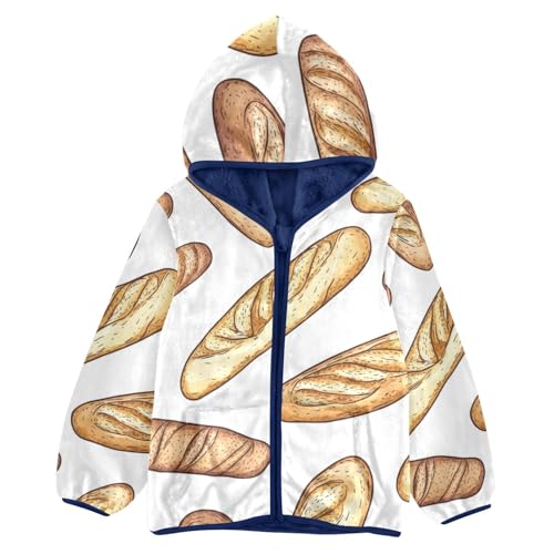 Baguette Bread Girls Fleece Jacket Girls Fall Jacket Girls Zip Up Hoodie Girls Sherpa Jacket 2-10T
