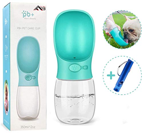 Flybiz Botella de Agua para Perro, 350ml Antibacteriano Botella Portátil de Agua Potable para Perros y Gatos al Aire Libre, a Prueba de Fugas, Resina Plástica ABS Ambiental (Azul)