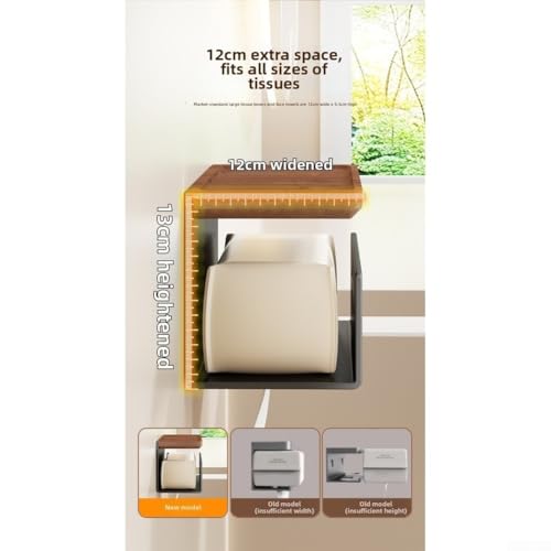 Soporte de papel higiénico de madera de nogal con estante de aluminio 7