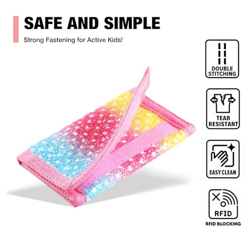 Image of Rainbow Canvas Wallet for Kids, Unisex Wallet with RFID-Blocking, Coin Pocket & Key Chain, Ideal Gift for Teen Girls & Boys, Luw03