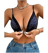 RoseSeek Women's Leopard Print Front Closure Bras Sleeveless V Neck Comfort Wireless Bralettes Li...