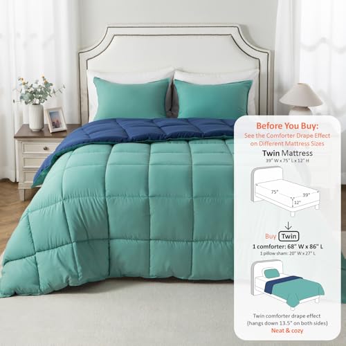Image of KASENTEX Twin Comforter Set, Reversible, Goose Down Alternative, All Season